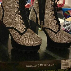 Cape Robbin Women's Black and White Lace Up Boots
